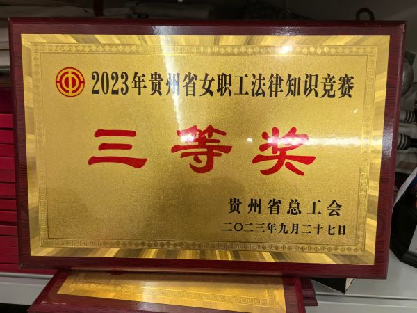 18、2023年度贵州省女职工法律知识竞赛--三等奖